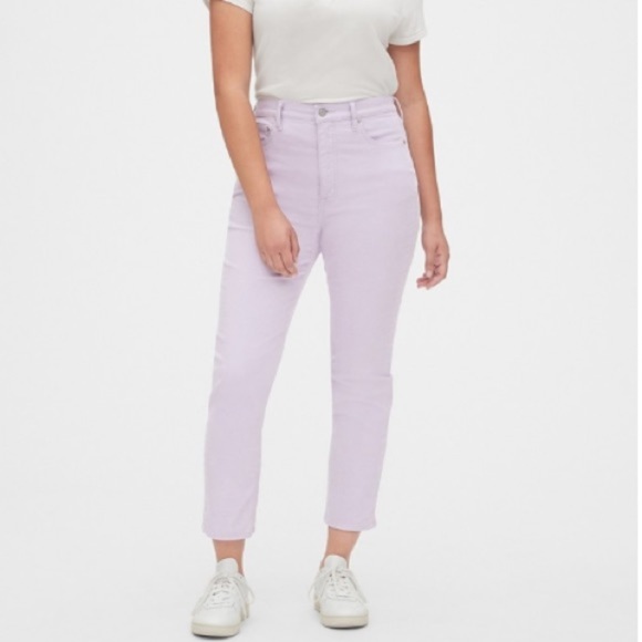 GAP High Rise Cigarette Lilac Corduroy Cropped Jeans, size 14 - Picture 1 of 15